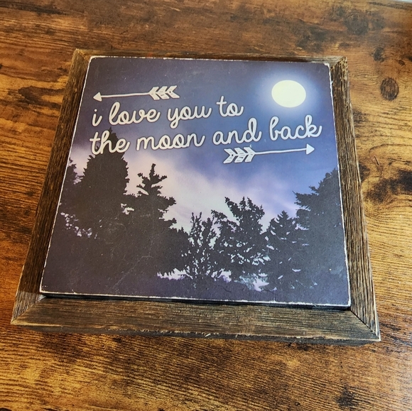 Art Print Dual Inset Block Wall Art Moon Love Homestead Wall Decor Cottagecore - Picture 2 of 9